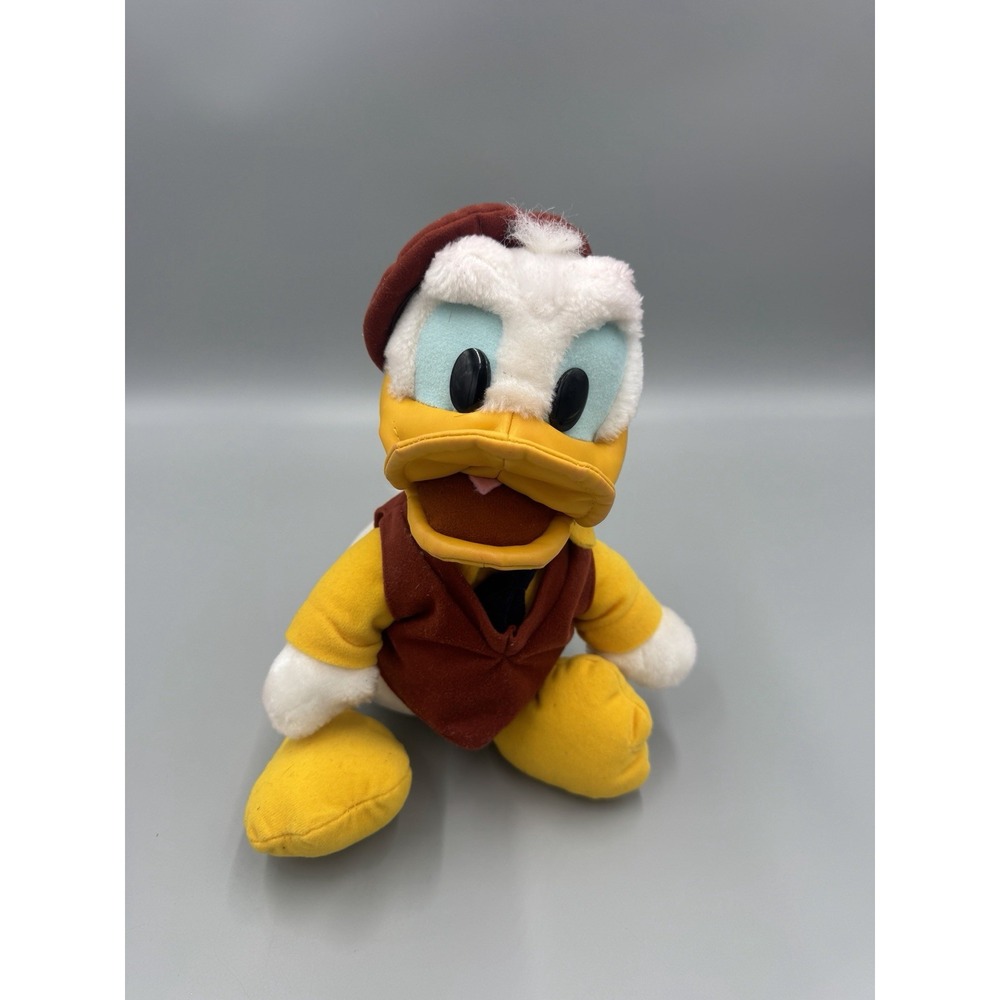 Vtg Disney Donald Duck Plush Brown Shirt Hat Disneyland 10" No Tag READ DETAILS